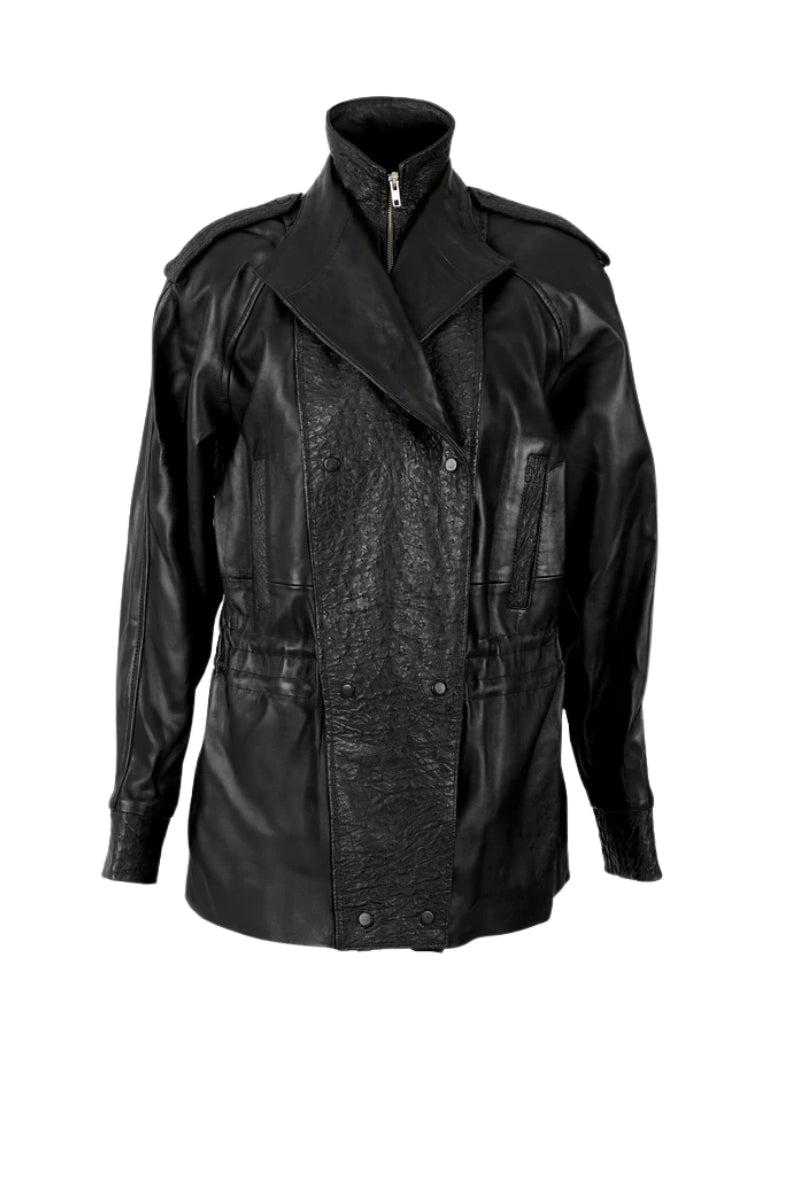 Gavin Leather Jacket Ostrich Black – Limited Edition