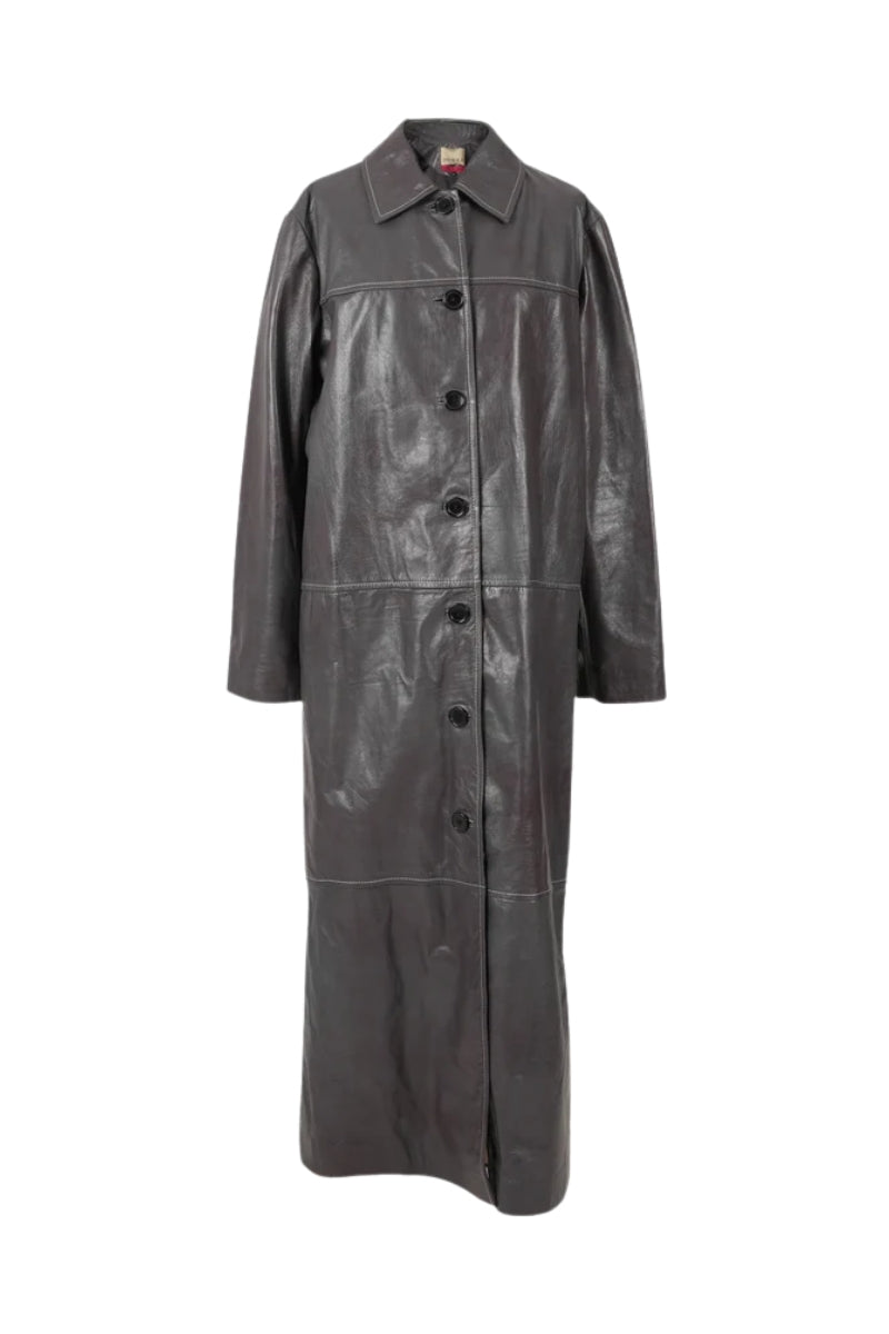 Gemma Leather Coat Pewter