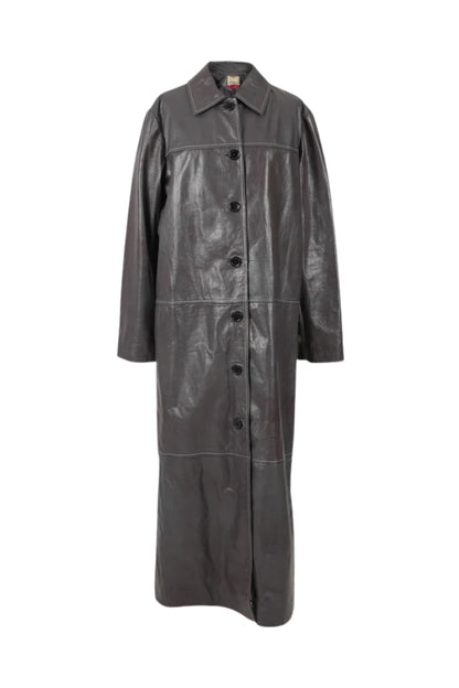Gemma Leather Coat Pewter