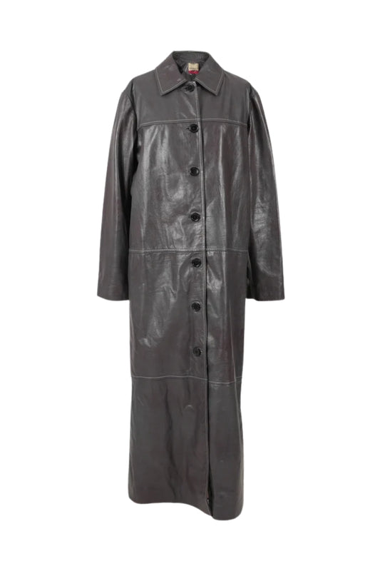 Gemma Leather Coat Pewter
