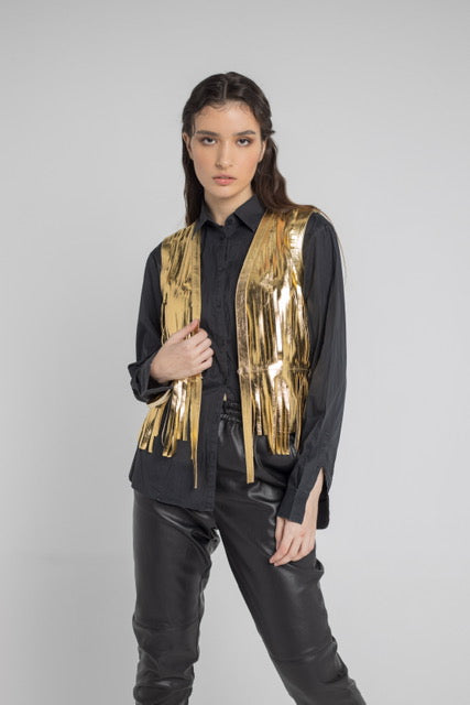 Ayla Leather Vest Gold