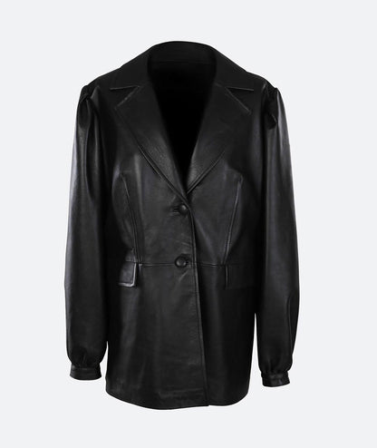 Halley Leather Blazer Black