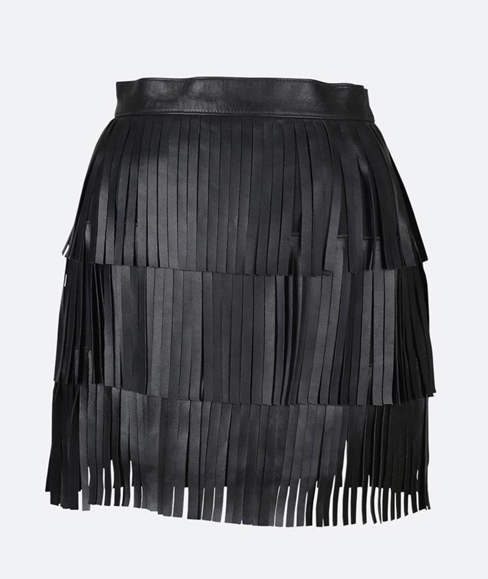 Halo Leather Skirt Black