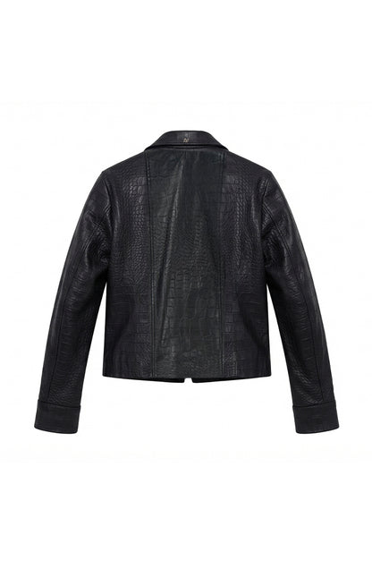 Harper II Leather Jacket Black Croc