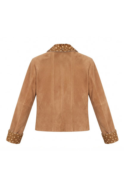 Harper II Suede Jacket Beige x Bambi Print