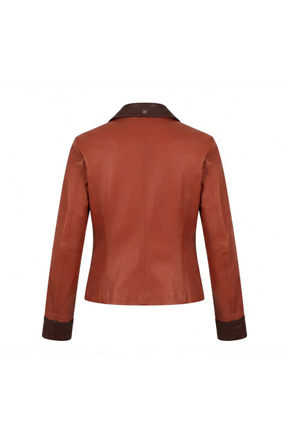 Harper II Leather Jacket Orange x Burgundy