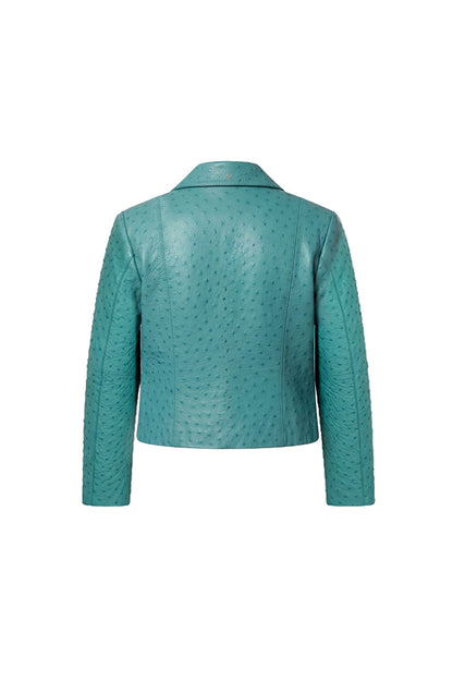 Harper II Leather Jacket Ostrich Aqua - Limited Edition