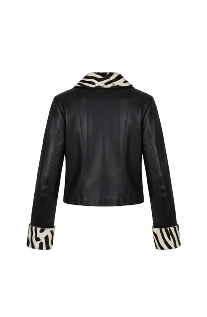 Harper II Leather Jacket Black x Zebra