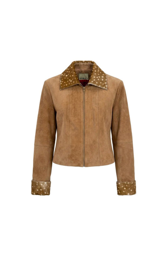Harper II Suede Jacket Beige x Bambi Print