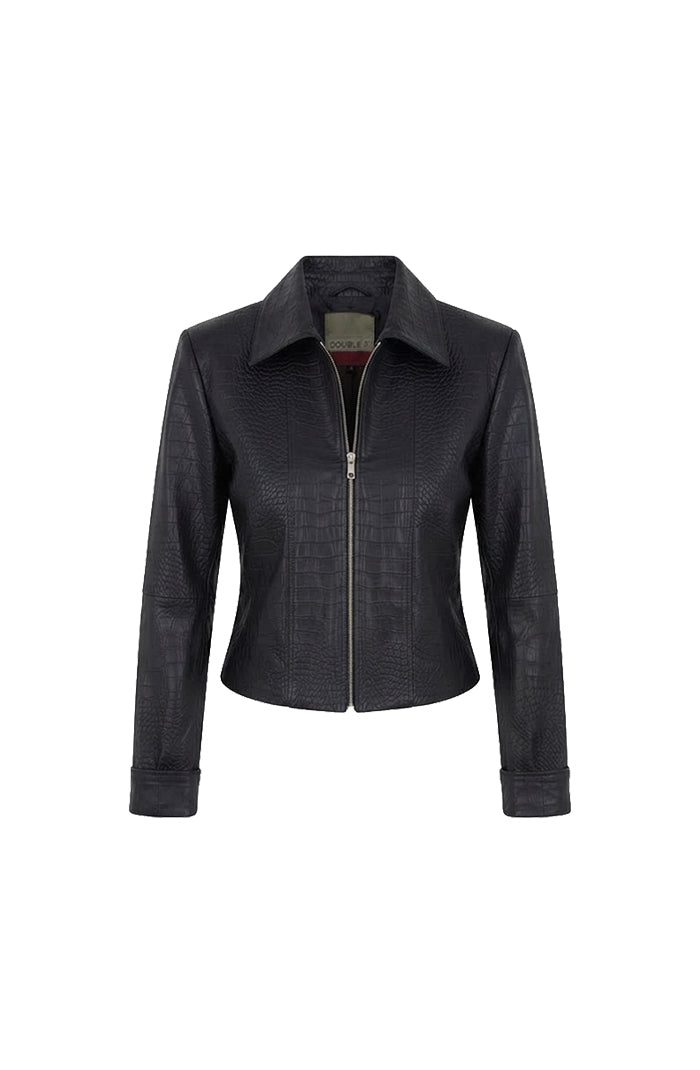 Harper II Leather Jacket Black Croc