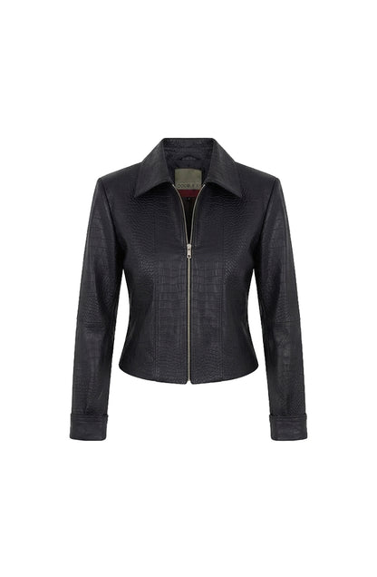 Harper II Leather Jacket Black Croc