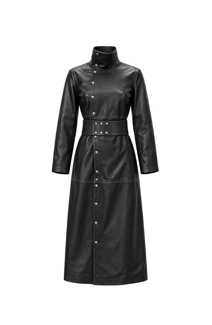 Kevin Leather Coat Black