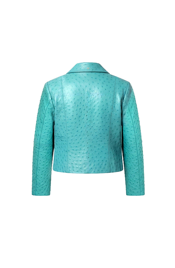 Harper II Leather Jacket Ostrich Aqua - Limited Edition