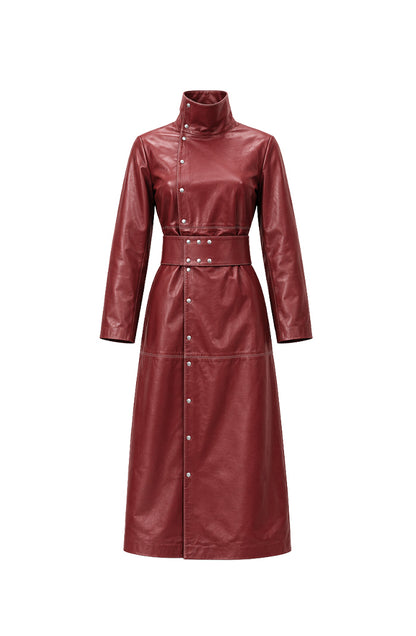 Kevin Leather Coat Red