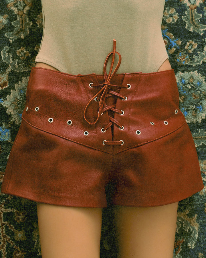 Jason Leather Shorts Red