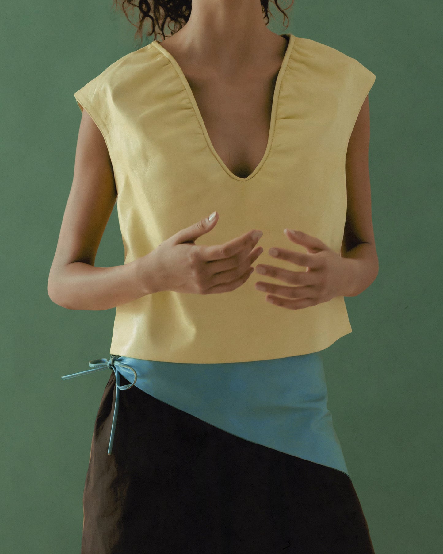 Fiona Leather Top Butter Yellow