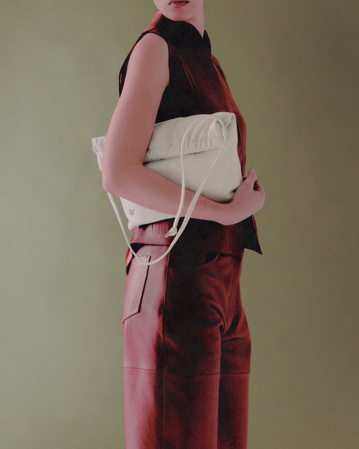 Melissa Clutch Leather Bag White
