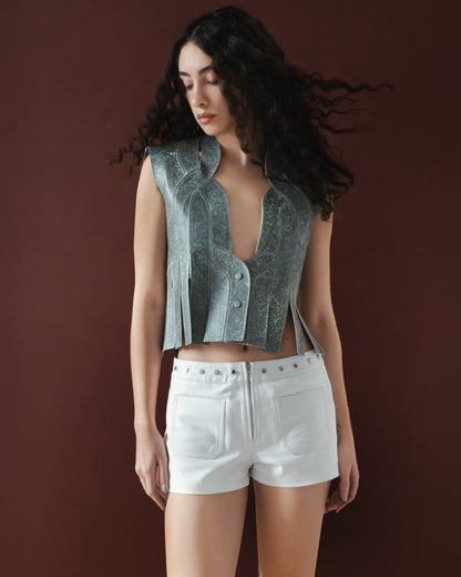 Sterling Leather Shorts White