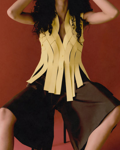 Brianna Leather Vest Butter Yellow