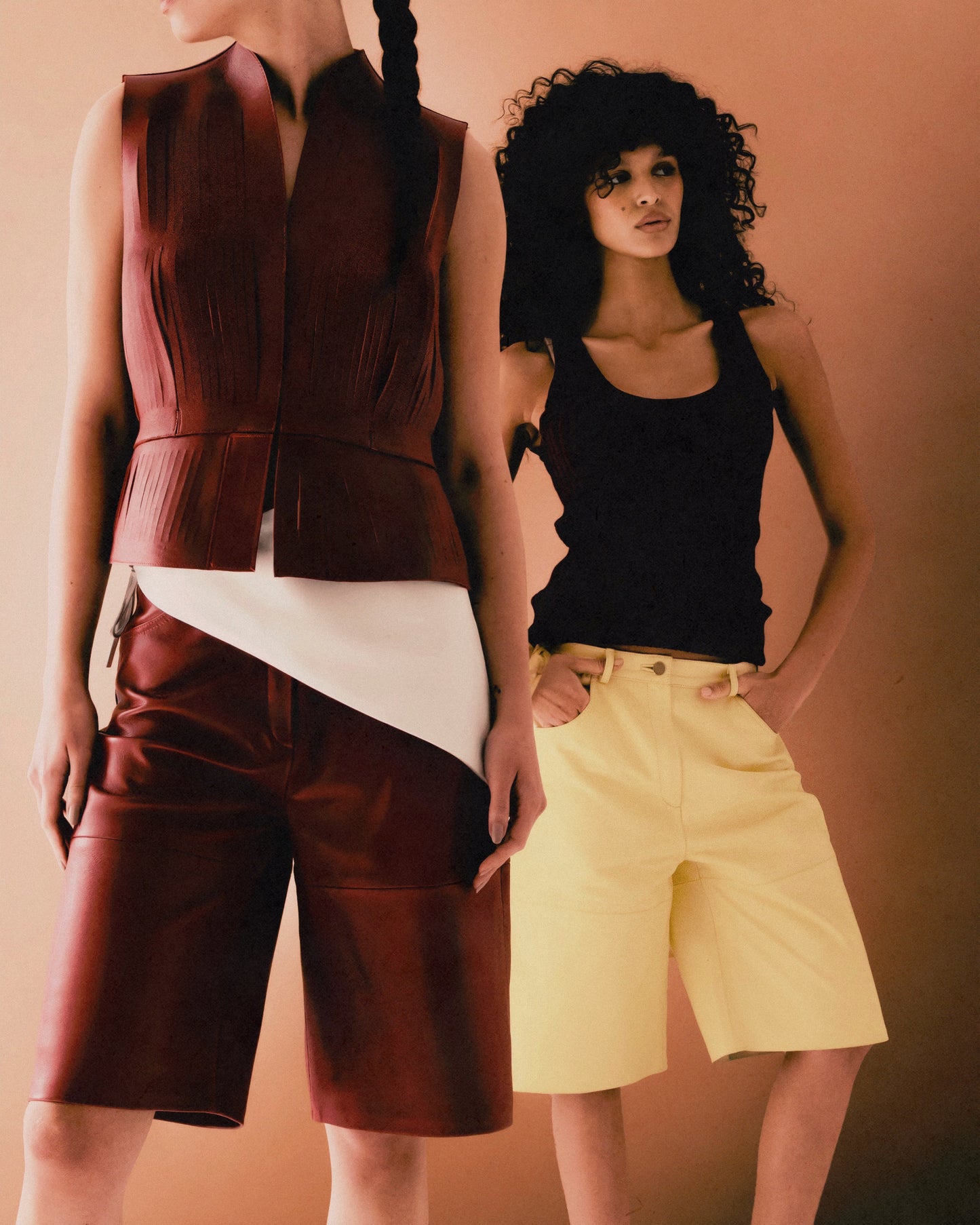 Callie Leather Bermuda Shorts Red