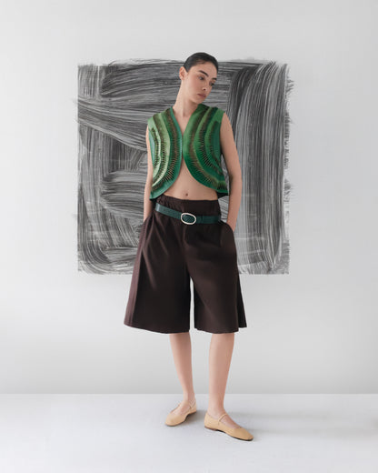 Kiara Leather Vest Green Ombre