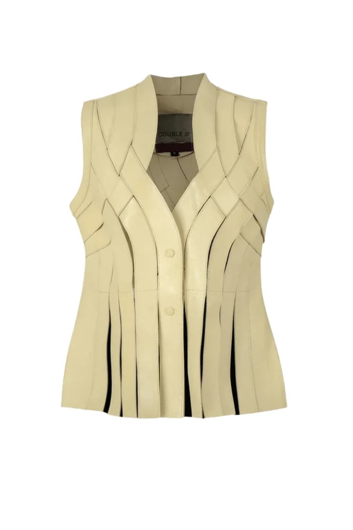 Brianna Leather Vest Butter Yellow