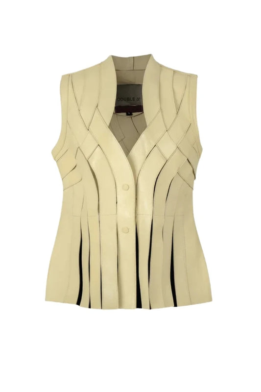 Brianna Leather Vest Butter Yellow