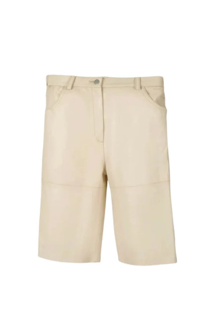 Callie Leather Bermuda Shorts Butter Yellow