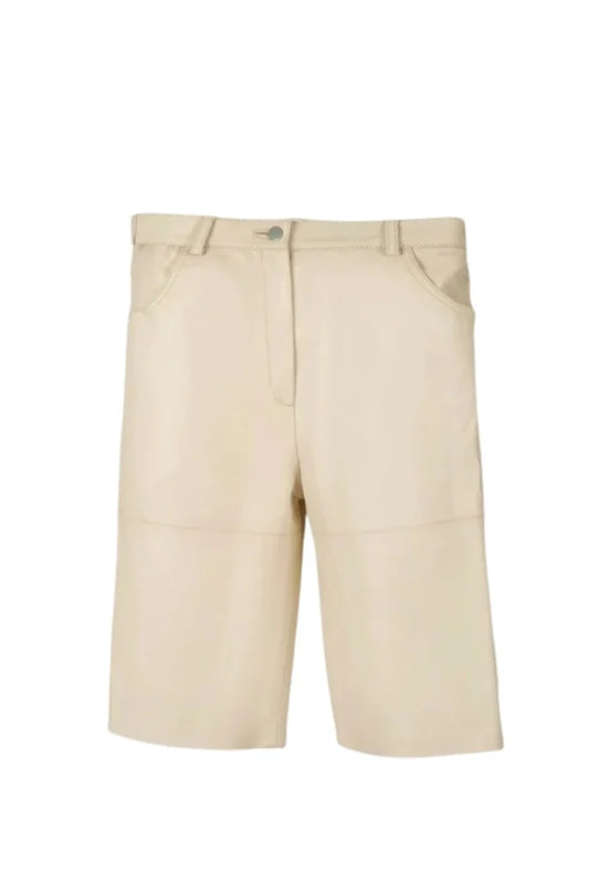 Callie Leather Bermuda Shorts Butter Yellow