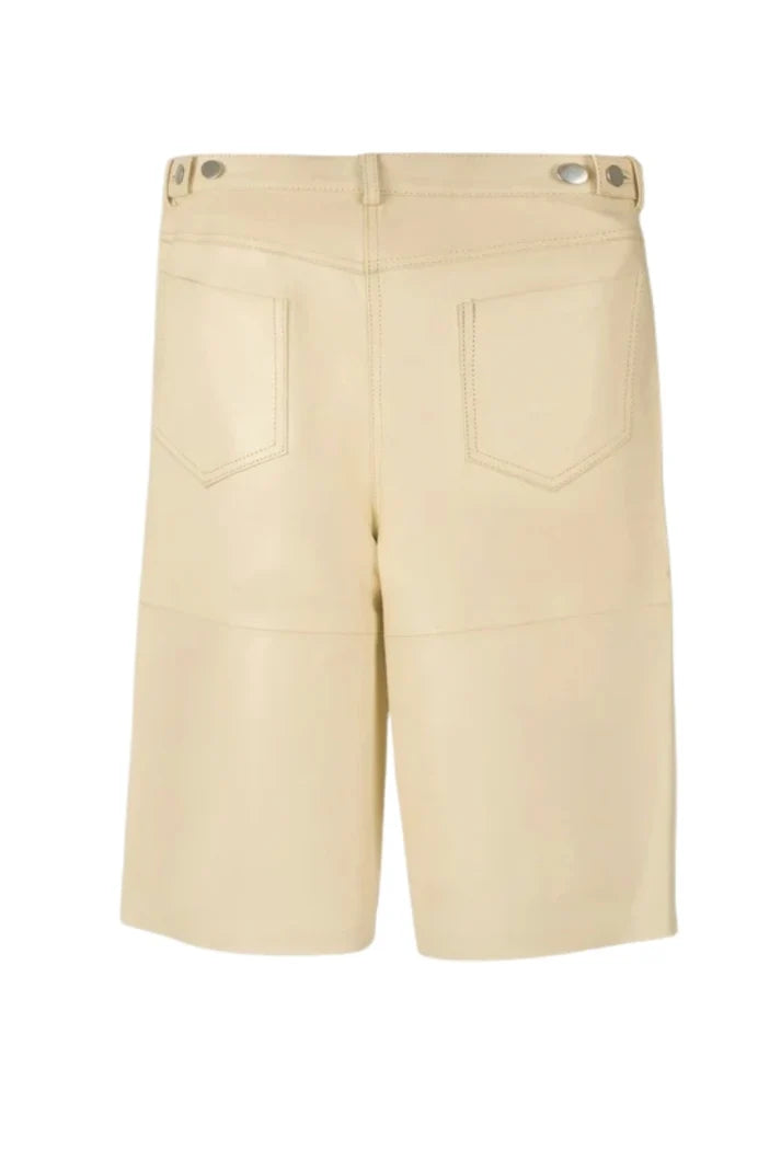 Callie Leather Bermuda Shorts Butter Yellow