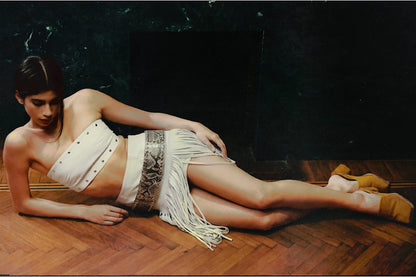 Amelia Leather Top White