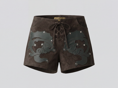 Jason Suede Laser-cut Shorts Olive