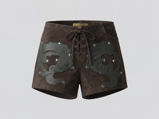 Jason Suede Laser-cut Shorts Olive