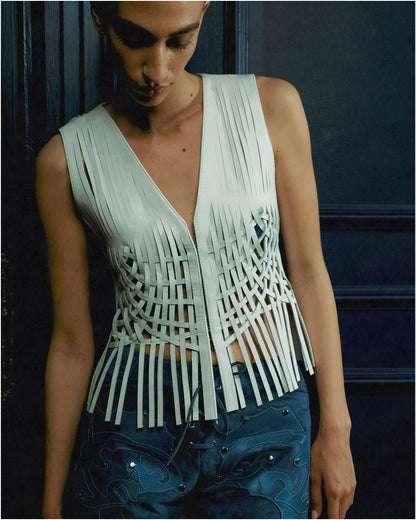 Attalea Leather Vest White