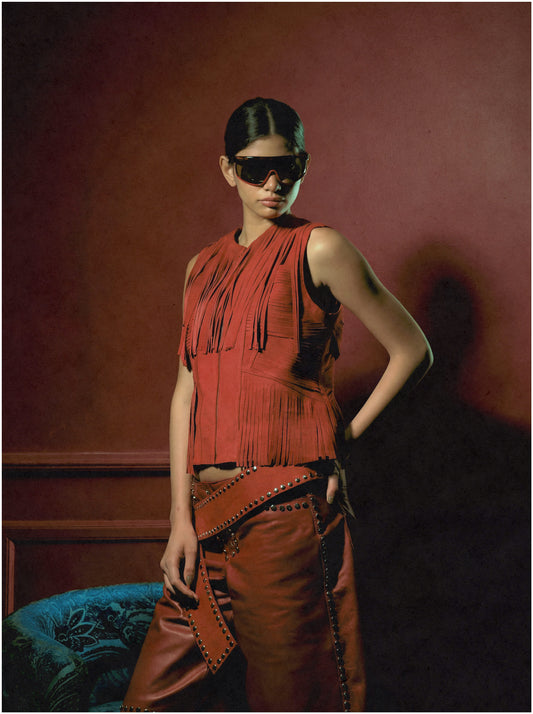 Aurora Suede Vest Red