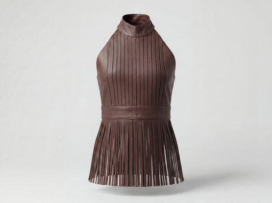 Double A X LJ Garrison Brown Leather Top