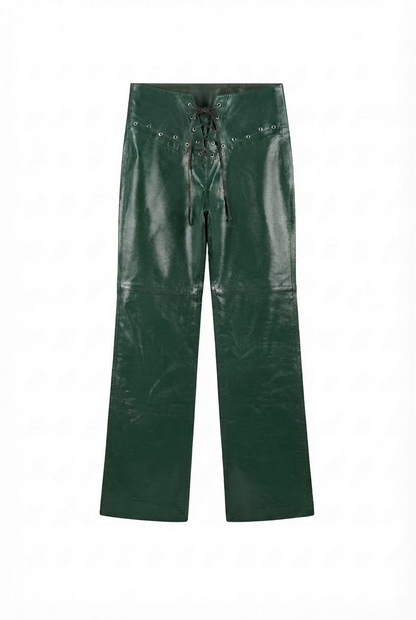 Jason Leather Pants Olive