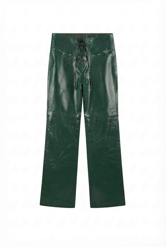 Jason Leather Pants Olive