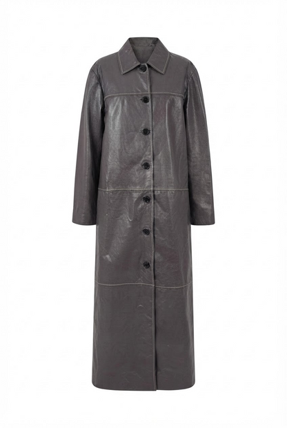 Gemma Leather Coat Pewter