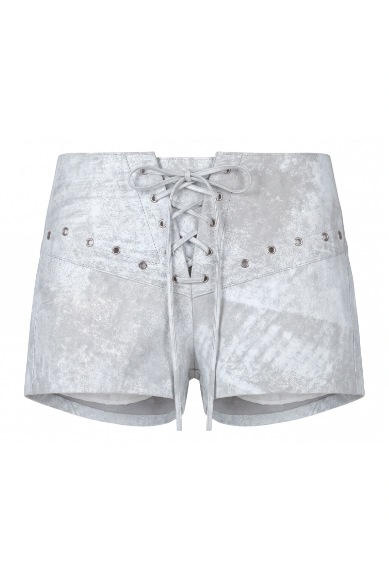 Jason Leather Shorts Washed White