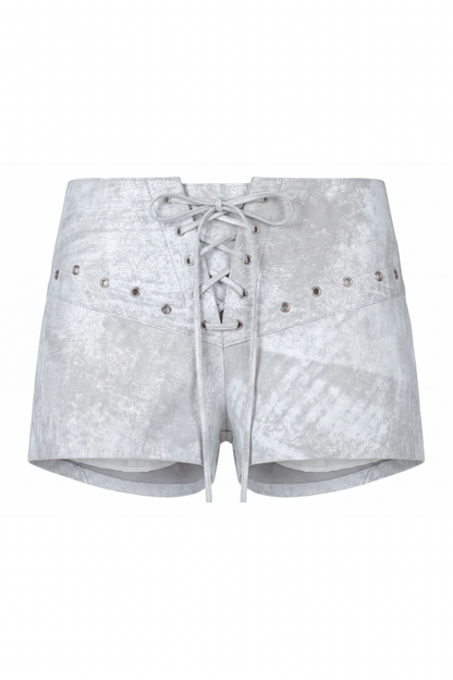 Jason Leather Shorts Washed White