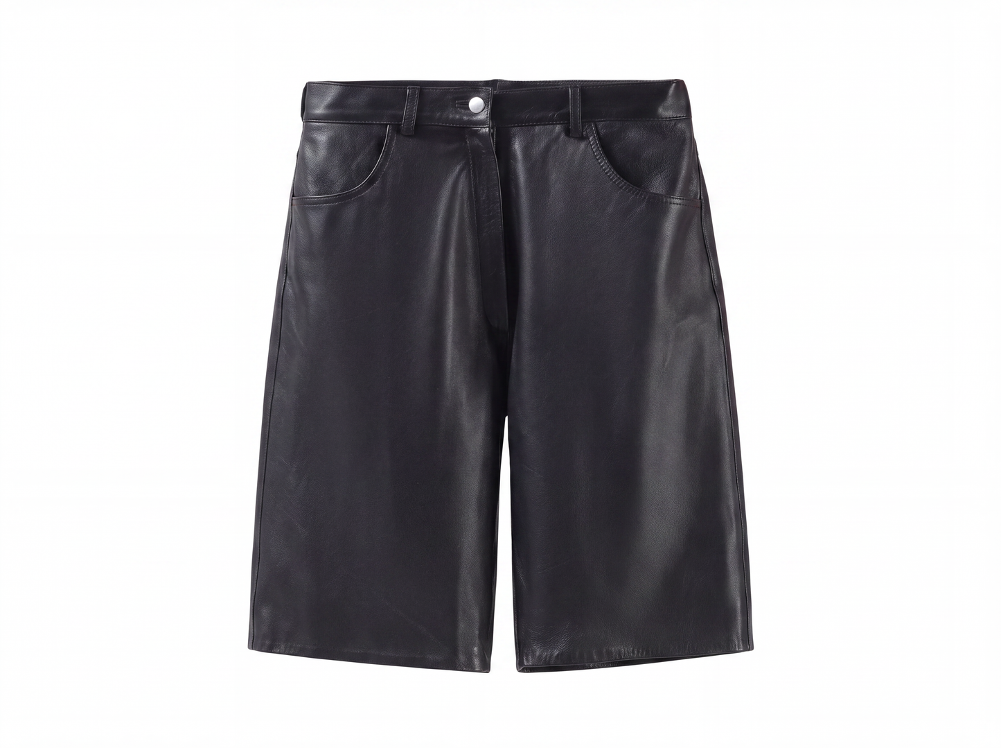Callie Leather Bermuda Shorts Black