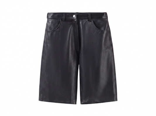 Callie Leather Bermuda Shorts Black