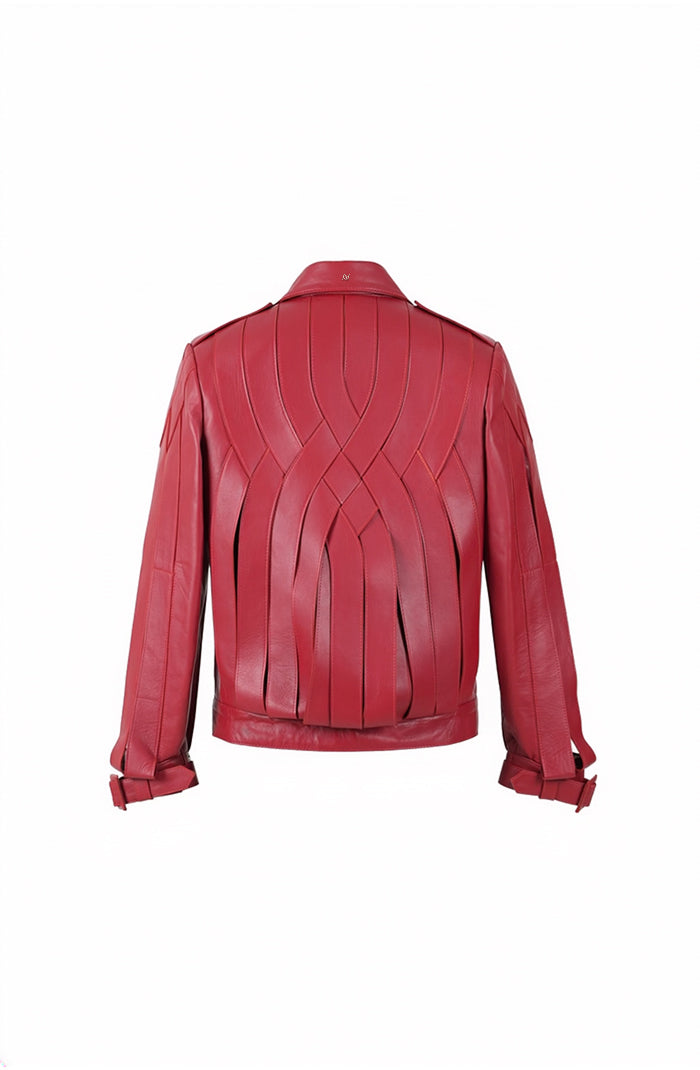 Brianna Oversized Leather Jacket Red