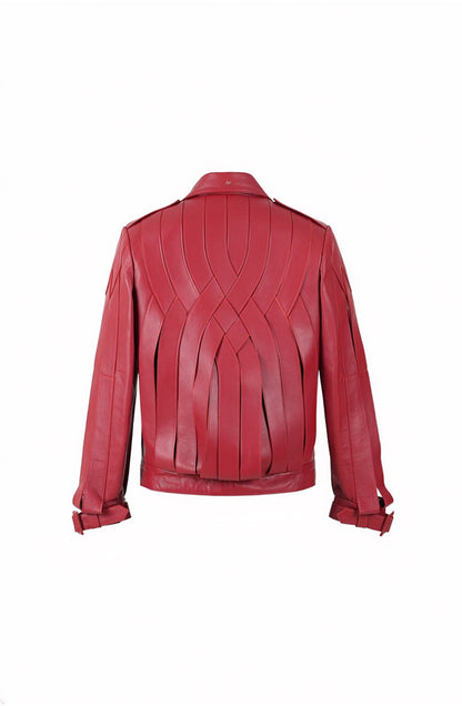 Brianna Oversized Leather Jacket Red