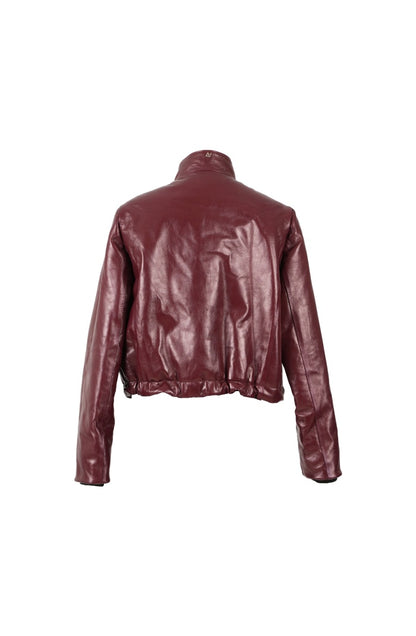 Jasper Leather Bomber Jacket Burgundy