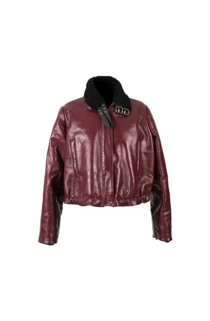 Jasper Leather Bomber Jacket Burgundy