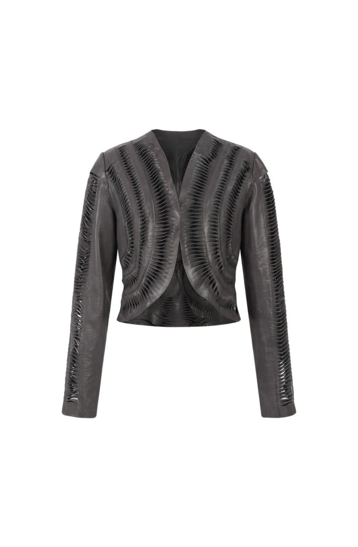 Kiara Leather Jacket Pewter