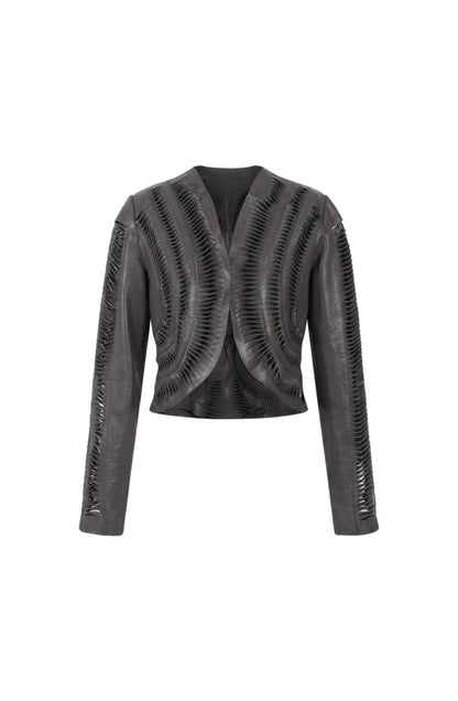 Kiara Leather Jacket Pewter