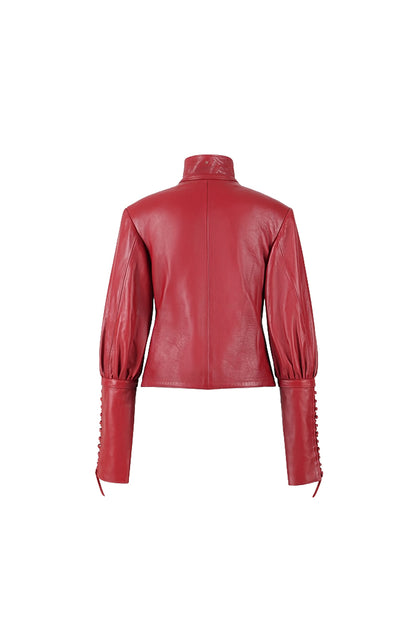 Jade Leather Jacket Red